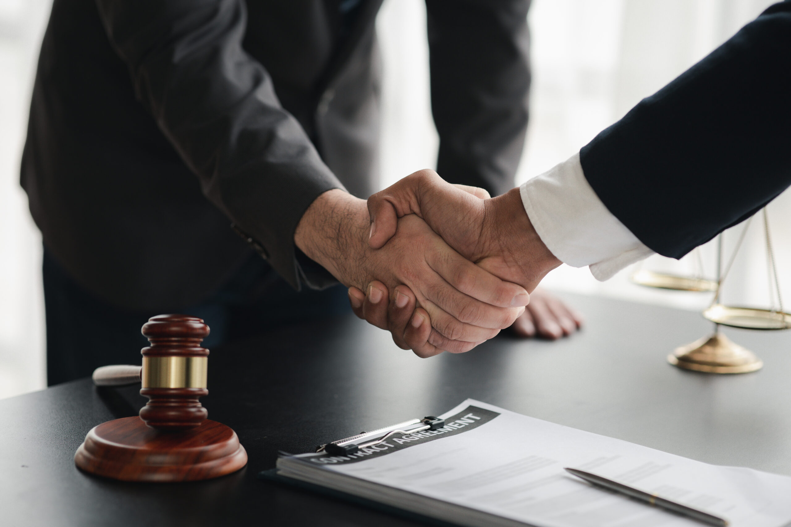 Man shaking client hand